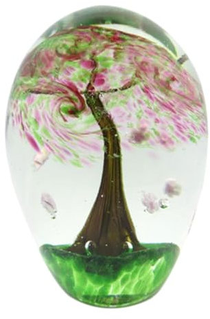 Générique Presse-Papier en Verre Sulfure de 11 cm, Décoration Arbre avec Feuilles Fleurs