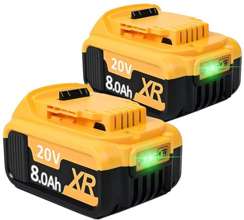 18V 8.0h/8000mAh 2X 18V Li-Ion Replacement Battery for Dewalt DCB182, DCB200, DCB184, DCB101, DCB107, DCB112, DCB105, DCB115, DCB203