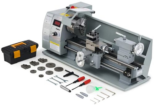 CREWORKS Metalldrehmaschine 750W Drehmaschine 8x16 Zoll Tischdrehmaschine 210x400MM Drehbank Metall 2500 RPM Mini-Metalldrehmaschine für Metallbearbeitung Metal Lathe (8 x 16 Zoll)