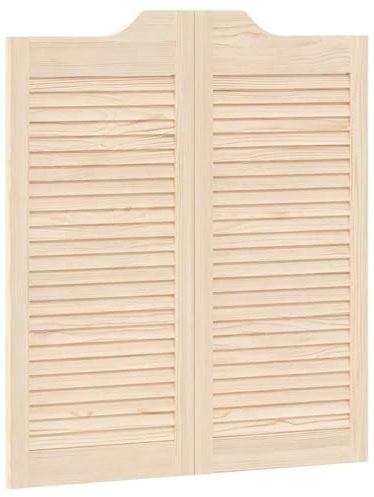 vidaXL Schwingtüren Lamellen-Design 1-Paar 90x80 cm Massivholz Kiefer, Saloontüren, Bartüren, Scharniertüren, Schwingtüren für Cafés, Flügeltüren