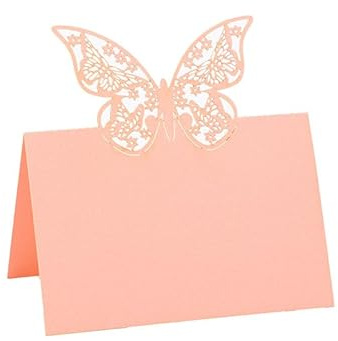 YKAFADE 50 Stück Tischkarten Namenskarten Schmetterling Platzkarten zum Selbst beschriften Namensschilder - Konfirmation - Taufe - Weihnachten - Geburtstag - Gäste - SchönTischdekoration,Rosa