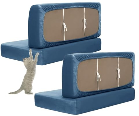 Zeyeo Samtbezogene Sitzkissenbezüge Für Wohnmobil-Essecke – Schonbezüge Für Camper, Waschbar, 2er-Set In Blau Für Zweiersofa Und Sitzbank(Blue 1)