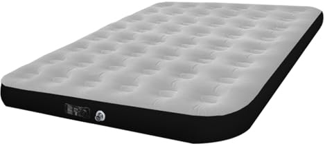 HikerSKY Double Air Mattress with Rapid Built-in Pump, Plush Top, Air Bed for Camping & Guest Use (Grey, 191x137x25cm)