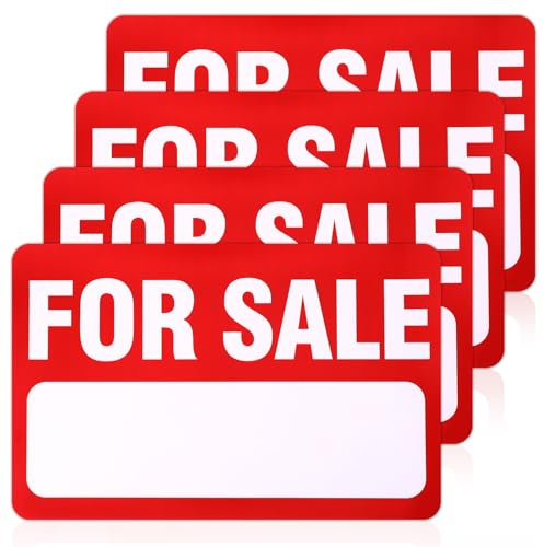 BOHUIZ 4 Pcs for Sale Sign Car Sticker, 12 x 8 Plastic Self-Adhesive Vinyl Sales Sign Decal, for Sale Signs for Vehicles, for Handwriting for Indoor and Outdoor Advertising Signage (A)