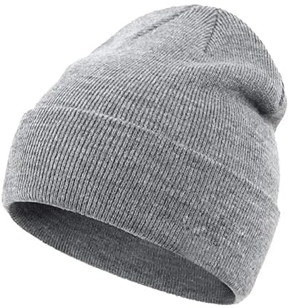 AEQEHVC Mützen, Mützen, Skullies, Beanie, einfarbig, gestrickt, Herren, Skimaske, Einheitsgröße, Hellgrau