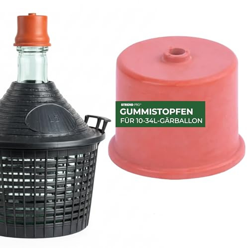 STREND PRO Gummistopfen 50mm mit Bohrung | Gärstopfen für Gärspund & Gärröhrchen | Gummi Stopfen für Weinballon 5 Liter & Gärballon | Gärkappe Zubehör zum Wein selber Machen