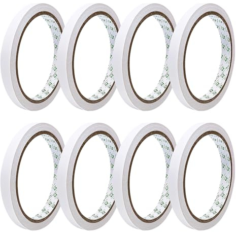 SANLI TAPE Doppelseitiges Klebeband Dünn Basteln Selbstklebeband 8 Rollen | Double side tape für Papier, Geschenke, Fotos, Dokumente, Handarbeiten, Bänder und Karten (9mm x 10m)