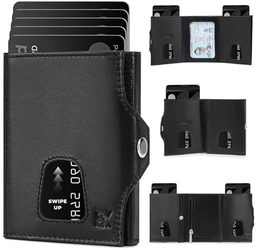 FOMAX Geldbörse Mini Herren Slim Wallet Klein mit Münzfach RFID Schutz | Kartenetui Kreditkartenetui, Portmonee Geldbeutel Portemonnaie