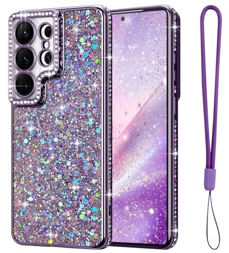 Lafunda Kompatibel mit Samsung Galaxy S26 Ultra Hülle Lila | Glitzer Silikon Stoßfest Handyhülle, Luxus Pailletten Diamant Dünn Schutzhülle Vollständig Kameraschutz Mädchen Frauen Case
