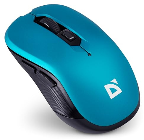 Defender Gassa MM-105 – Kabellose Maus mit 5 Tasten, Silent Click, 1600 DPI, Ergonomische Büro Maus mit Daumentasten für PC Laptop (Blau)