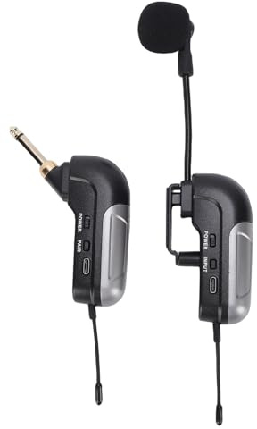 Cuifati Microfono per Fisarmonica Wireless UHF, Microfono per Prelievo di Strumenti a Lungo Raggio con Audio HD da 30 M, per Strumenti Wireless con Ricevitore per Spettacoli