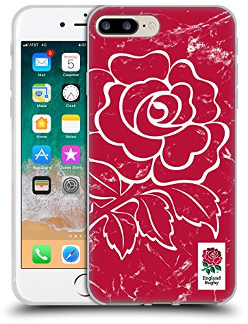 Head Case Designs Officially Licensed England Rugby Union Red Marble Soft Gel Case [Military Grade Protection] Compatible With Apple iPhone 7 Plus/iPhone 8 Plus