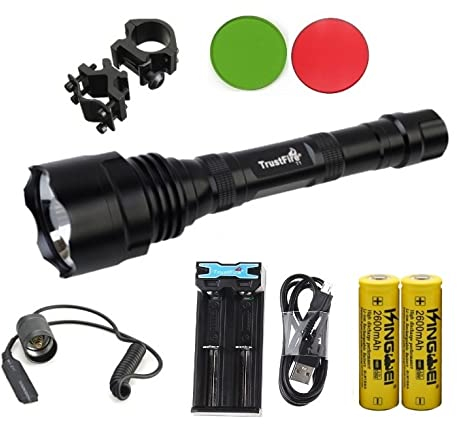 Linterna Trustfire TR-T1-1 Led CREE XML-T6-1 Modo, 1600 lm, 2 baterias 18650, Cargador Trustfire TR-016 (Kit Nº3 Kit completo de linterna)