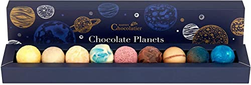 Martin’s Chocolatier Chocolate Planets - Belgian Truffle Gift Set, 9 Pieces Milk White Assorted Flavours Space Theme, 107g