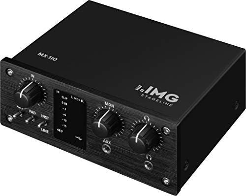 IMG STAGELINE MX-1IO 1-Channel USB Recording Interface for Audio Recording on a Computer Audio Recording Device with Full Duplex USB Port for Simultaneous Recording, Playback and Mixing, Black