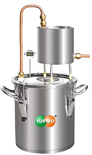 YUEWO Moonshine Still Alcohol Distiller Alembic Spirits Alcohol Wine Making Boiler with Thermometer Pump for Whisky Brandy Vodka 304 Stainless Steel (50L)
