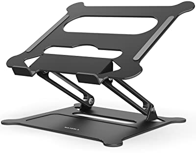 Laptop Stand for Desk, Foldable Laptop Riser, Portable Laptop Stand Adjustable Height with Heat-Vent, Laptop Riser Compatible with MacBook Air/Pro, Dell, HP, Lenovo, More 10-17 Laptops, Black