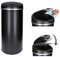 TALK-POINT Poubelle à capteur automatique 30-50 Litre avec cerclage, en acier laqué, ronde, ouverture/fermeture automatiques - Poubelle de cuisine automatique (Noir, 30 Litres)
