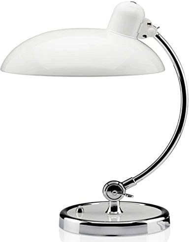 HKLY Retro Vintage Tischlampe Mit Taste Schalter, Metall Tischleuchte Mit Aluminium Lampenschirm E27 Nachttischlampe Verstellbare Leseleuchte Schreibtischlampe Für Schlafzimmer Wohnzimmer Büro,Weiß