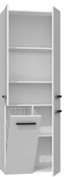 ADGO Nel - Mobile da bagno alto con 1 cesto portabiancheria integrato, autoportante (DD 1K, bianco opaco)