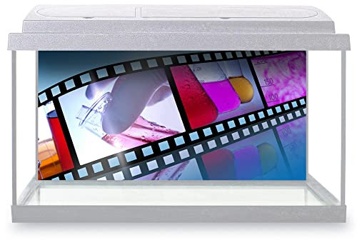 DV DESIGN Fish Tank Background 90x45cm - Science Film Reel Camera Waterproof Vinyl Static Cling #3665