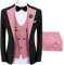 Sliktaa Completo da uomo, 3 pezzi, con un bottone, slim fit, formale, per matrimoni, cene, blazer, gilet e pantaloni, multicolore, rosa, XL