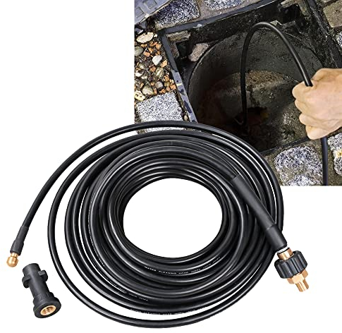 Ikodm 30m Rohrreinigungsschlauch Hochdruckschlauch 180 bar Rohrreiniger inkl. Adapter Professional für Hochdruckreiniger