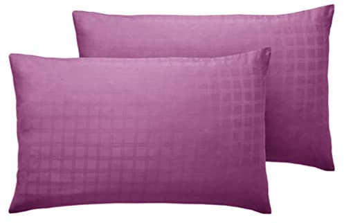 Roseley 100% Cotton Bed Set 400TC Natural Breathable Checked Duvet Cover Pillowcases Home Hotel Bedding Hypoallergenic [Housewife Pillowcases (2pc), Lilac]