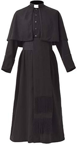 BLESSUME Cassock Robe Lange Ärmel mit Cincture Band Gürtel (3XL,Schwarzer Robe mit Gürtel)