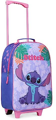 Disney Stitch Kinderkoffer Mädchen Jungen - Trolley Handgepäck Reisekoffer Kinder mit Rollen Kabine Tasche für Urlaub Offizielle Stitch Fanartikel - 47x30x17cm (Blau Stitch)