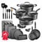 Cookware Set – 23 Piece –Black Multi-Sized Cooking Pots with Lids, Skillet Fry Pans and Bakeware – Reinforced Pressed Aluminum Metal - for Gas, Electric, Ceramic and Induction by BAKKEN Swiss