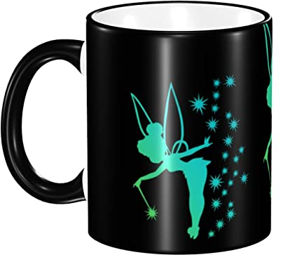 Tasse für Tinkerbell Kaffeetasse - Große Keramik Schwarz Kaffeetasse Teetasse 330ml
