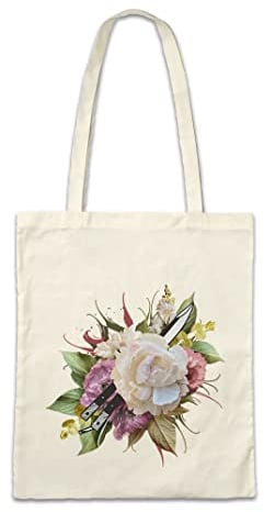 Urban Backwoods Knife And Flowers Hipster Bag Beutel Stofftasche Einkaufstasche