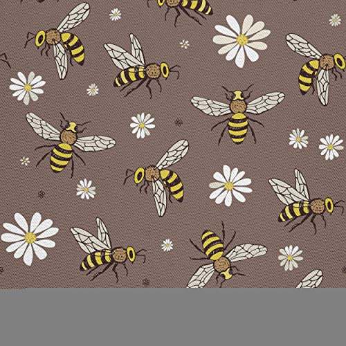HEKO PANELS Stoff Oxford Wasserdichte Meterware Canvas-Stoff Polyester Stoff Zum Nähen Nähstoffe Möbelstoffe Dekostoffe Handwerken Wasserabweisend Blickdicht Biene Blumen 1 Meter 155 x 100 cm