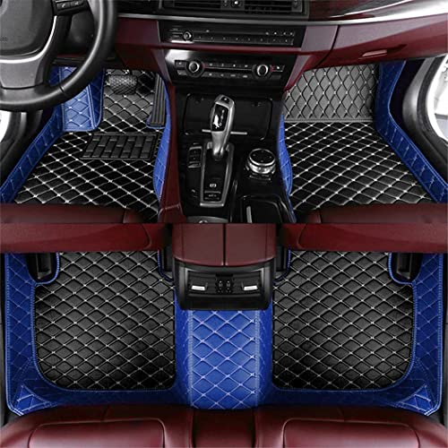 Custom Auto-Fußmatten für Peugeot für 206 207 307 308 408 508 3008 4008 5008 Leder Wasserdicht Abriebfest Mit Aufbewahrungstasche Auto-Fussmatten,Farben:Patchwork schwarz und blau