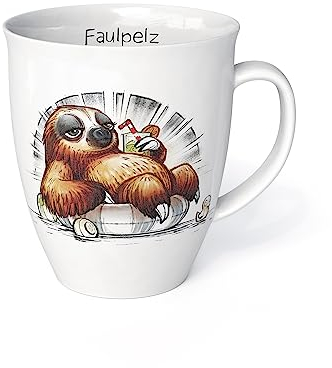Tasse mit Spruch Tier Faultier als Faulpelz Porzellan Becher Teetasse Kaffeetasse Büro Kind Familie Arbeit