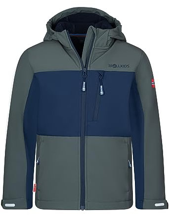Trollkids Kids Bergsfjord Winter Softshell Jacket 128, ivy/Navy