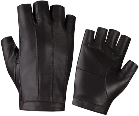 Harssidanzar Fingerlose Fahrhandschuhe Outdoor Sport Half Finger Handschuhe für Damen KL028EU, Braun,Größe L