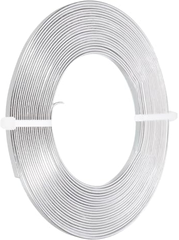 PATIKIL 16,4 Piedi di Filo di Alluminio Piatto, 18 Gauge Filo di Alluminio Anodizzato Flessibile da 3mm di Larghezza per la Creazione di Gioielli, Tonalità Argento