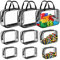 Wensdr 9 Packs Clear PVC Toy Storage Bags Toiletry Bags Waterproof Kids Zippered Toy Organizing Bags for Building Blocks Puzzle Stationery Black