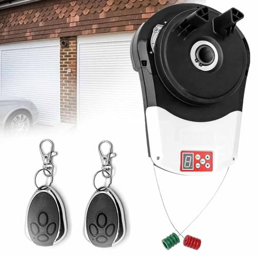 DDZJTPP Automatic Roll Up Door Opener Motor Automatic Roll Up Door Opener Motor with 2 Remote,Auto Garage Roller Door Motor Gate Opener Roller Shutter Built-in Motor for Warehouse Store Barn Farm