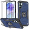 KANSi Cover per Samsung Galaxy A55 5G, Vetro Temperato [2 Pack] Custodie Silicone TPU 360° Rotante Anello Magnetica Anello Ring Supporto Bumper - Blu