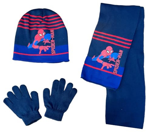 CARTOON Set mit passendem Mütze, Schal und Handschuhen für Kinder, Einheitsgröße, Spiderman., Einheitsgröße