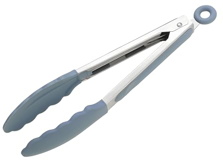 Wiltshire Silicone Kitchen Tongs 23cm, Cooking & Serving Tongs, Salad & BBQ Tongs, Stainless Steel, Heat-Resistant Utensil, Non-Stick, Non-Scratch Tip, Petrol Blue, 27x3.5x3.7cm