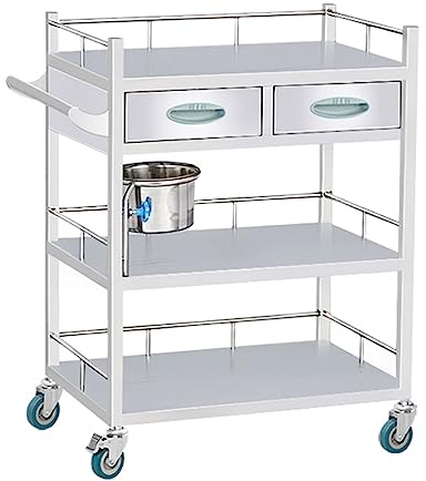 ZJGFCB 3-Layer medizinischer Trolley Edelstahl-Rollwagen für ästhetische medizinische Laborklinikkrankenhaus Maximale Last 150 kg