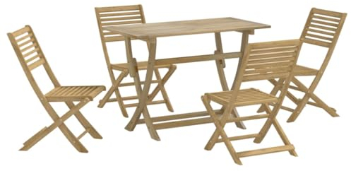 vidaXL Garten Essgruppe 5-TLG., Gartenmöbel Set Latten-Design, Gartengarnitur Klappbar Tisch 4 Stühle, Sitzgruppe Gartenset, Massivholz Akazie