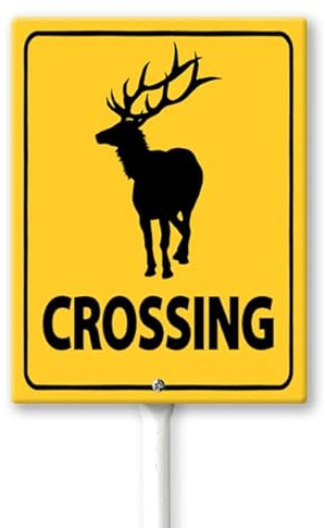 Geroclonup Elch Crossing Schild mit Metallpfahl, 20,3 x 30,5 cm, robustes Aluminiumschild für den Außenbereich, wasserdichtes Schild, Outdoor-Dekoration für Rasen, Hof, Garten