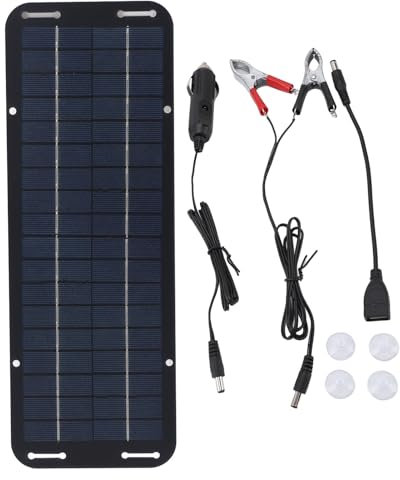 Sunicon Kit de panneaux solaires 10 W, sortie 15-18 V, panneau de chargeur solaire portable léger monocristallin à efficacité laminé EVA avec câbles pour voiture, bateau,