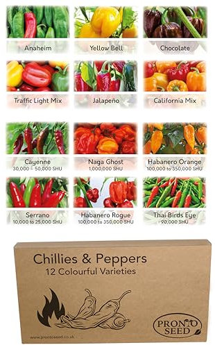 Pronto Seed Chillies & Peppers Bumper Pack - Grow Your Own Kit with 12 Seed Varieties of Chillies & Peppers - Gardening Gift for Women & Men (Chillies & Peppers Pack)