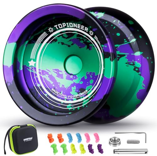 MAGICYOYO Reaktionsfähiges JoJo für Kinder, Pro JoJo V12 Finger Spin Yoyo für Tricks, Unreaktionsfähiges JoJo für Fortgeschrittene, Stunt JoJo mit 12 Yoyo-Saiten, Yo Yo Zubehör-Set